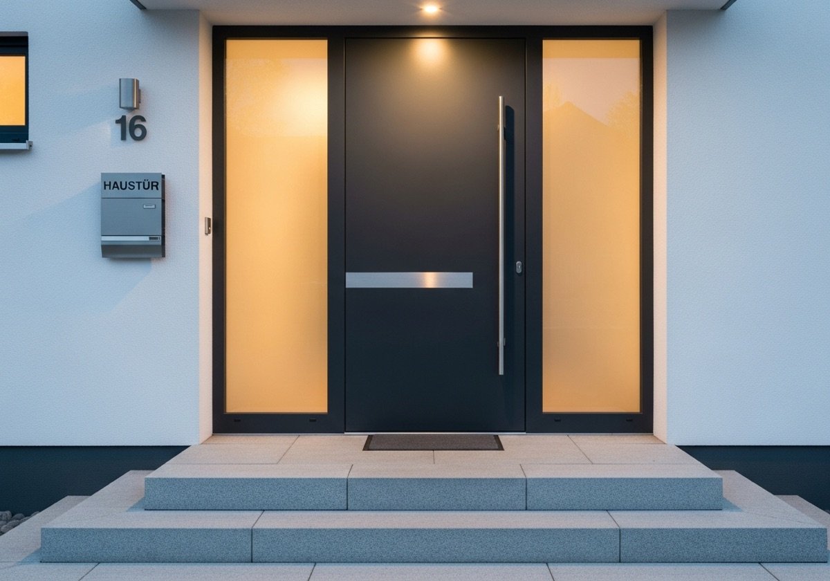 Moderne Aluminium Haustür anthrazit